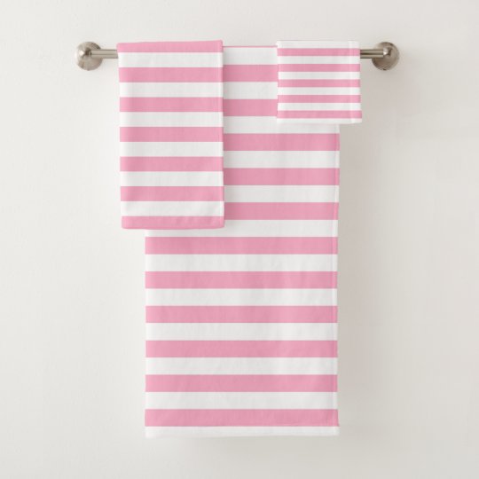 Pink and White Stripes Bath Towel Set Zazzle.co.uk