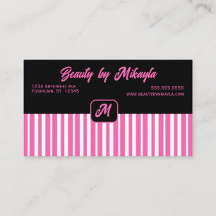 Pink and White Stripes Brand Beauty Style Salon Business Card