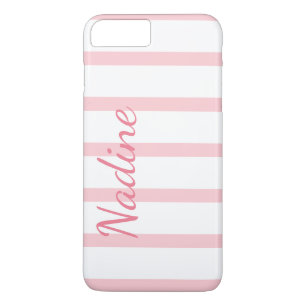 Pink and White Stripes Custom iPhone 7 Plus Case