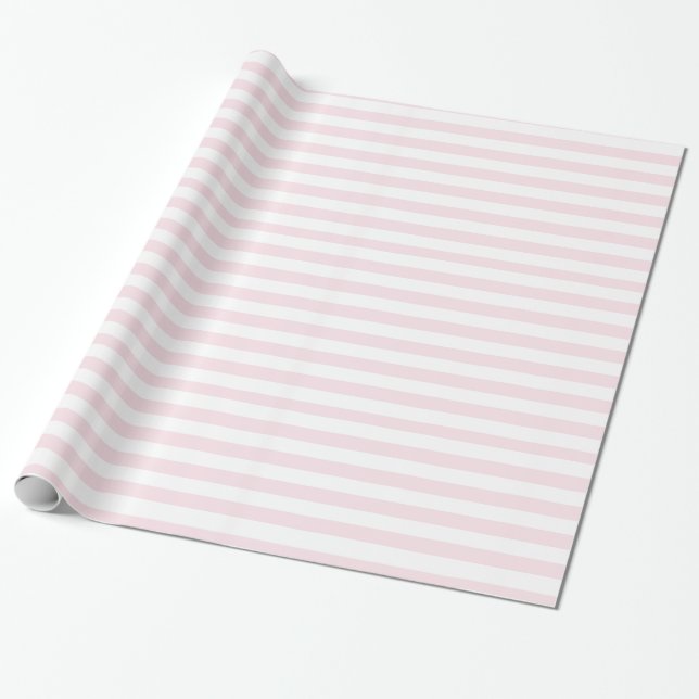 Pink and White Stripes Cute Girly Wrapping Paper (Unrolled)