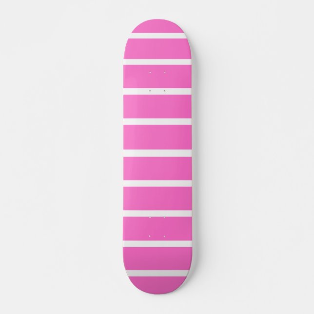 Pink and White Stripes Design Skateboard (Front)