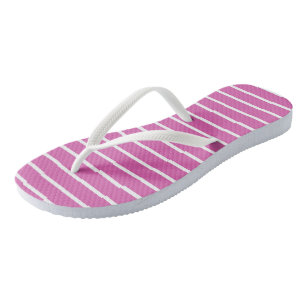 Pink and White Stripes Flip Flops