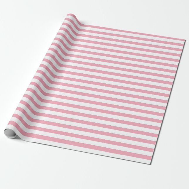 Pink and White Stripes Pattern Gift Wrapping Paper (Unrolled)