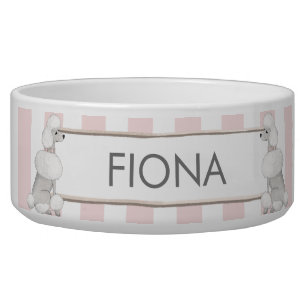 Pink and White Stripes Personalised Pet Bowl