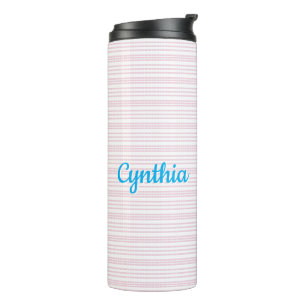 Pink and white stripes squared thermal tumbler