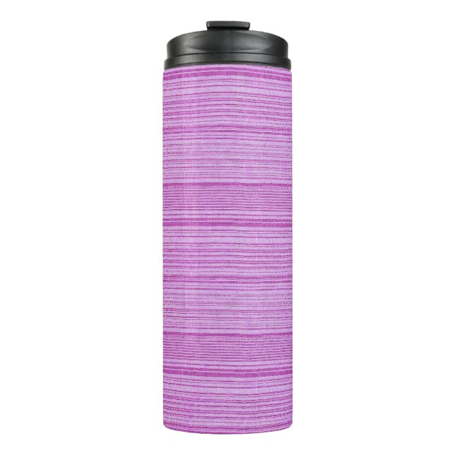 Pink and white stripes textured thermal tumbler (Front)