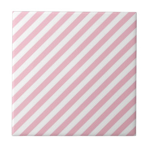 Pink and White Stripes Tile