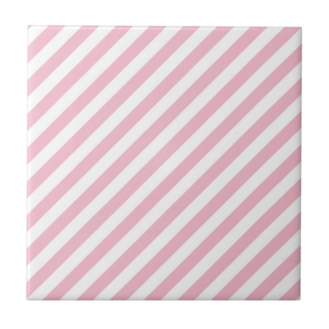 Pink and White Stripes Tile (Front)