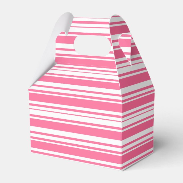 Pink And White Stripes Wedding Party Box (Front Side)