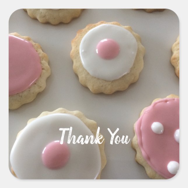 Pink and White Sugar  Cookies Square Sticker (Front)