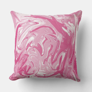 Pink And White Swirl Pattern Throw Pillow