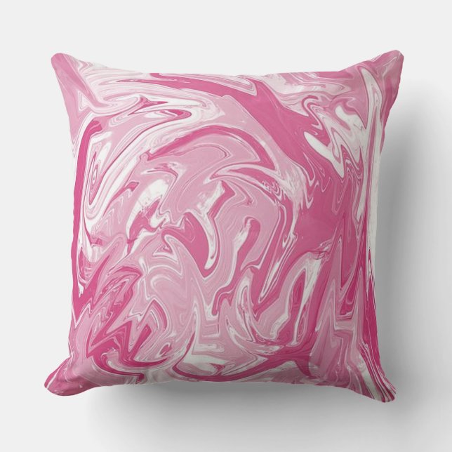 Pink And White Swirl Pattern Throw Pillow (Front)