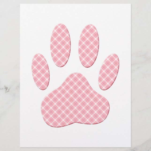 Pink And White Tartan Dog Paw Print (Front)