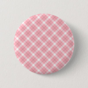Pink And White Tartan Pattern 6 Cm Round Badge