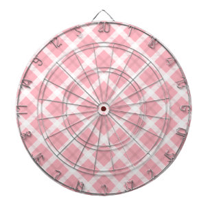 Pink And White Tartan Pattern Dartboard