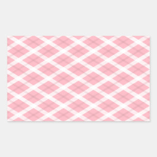 Pink And White Tartan Pattern Rectangular Sticker