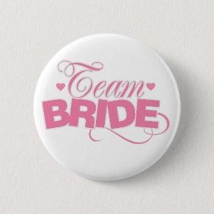 Pink And White Team Bride 6 Cm Round Badge