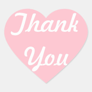 Pink and White Thank You Heart Sticker
