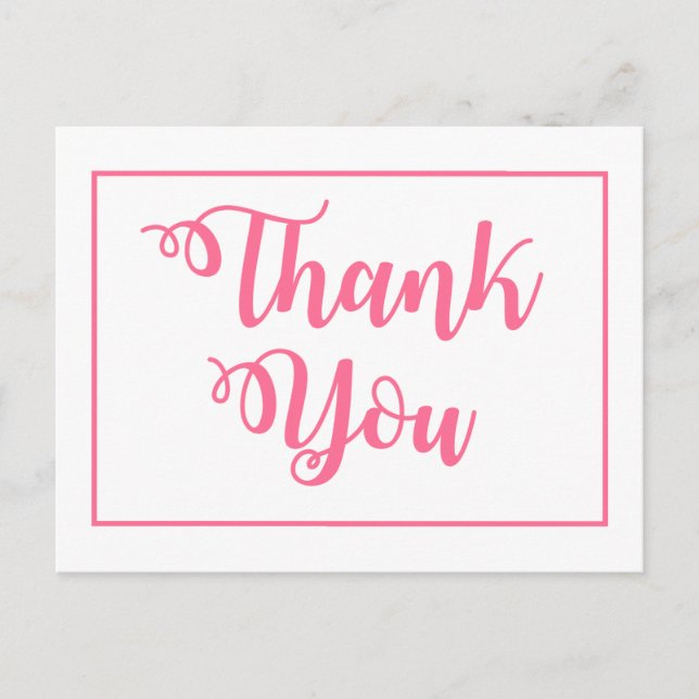 Pink and White Thank You Wedding Party Postcard (Front)
