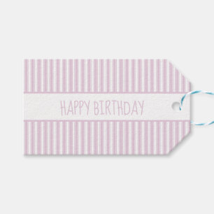 Pink and White Ticking Stripe Personalised Gift Tags