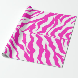 Pink and White Tiger Stripes Animal Print Wrapping Paper
