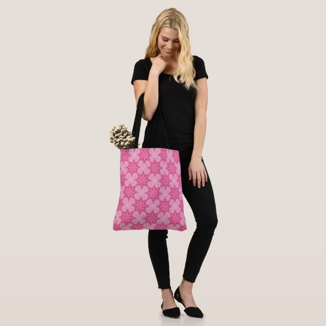 Pink And White Tote Bag (On Model)