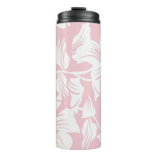 Pink and White Tropical Flower Thermal Tumbler