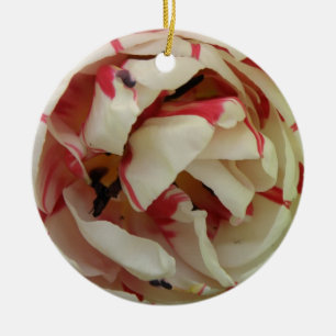 Pink and White Tulip Custom Birthday Ceramic Tree Decoration