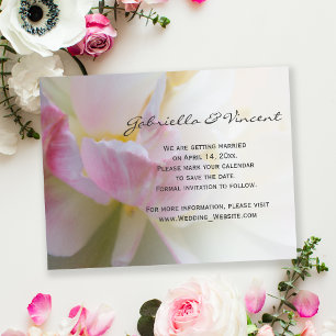 Pink and White Tulip Flower Wedding Save the Date Invitation