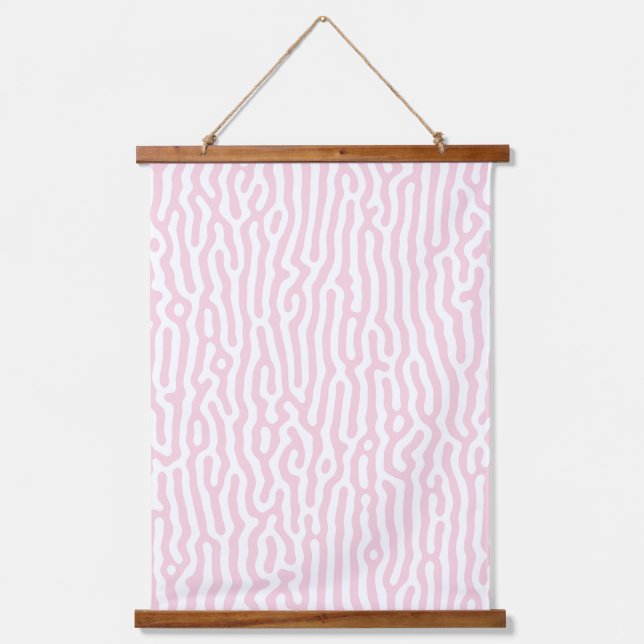 Pink and White Turing Pattern Hanging Tapestry (Front)
