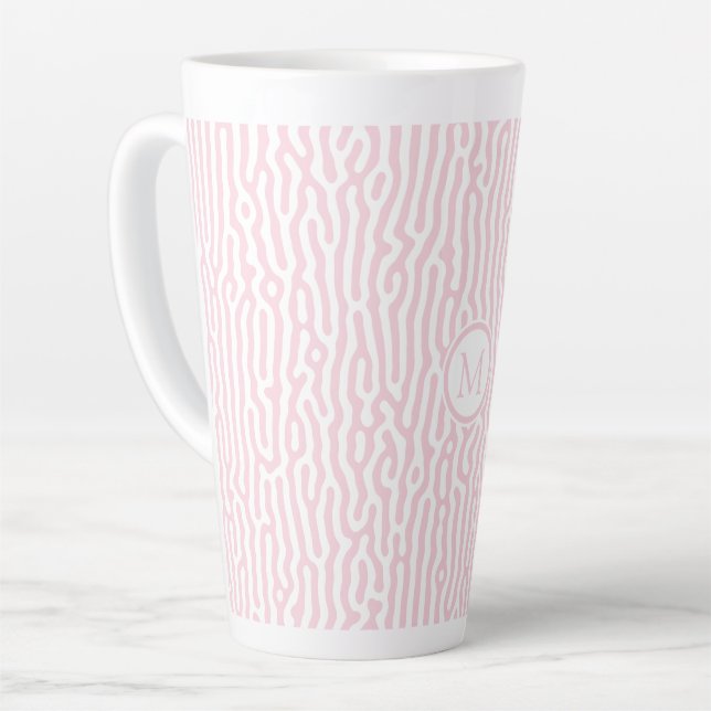 Pink and White Turing Pattern Latte Mug (Left Angle)