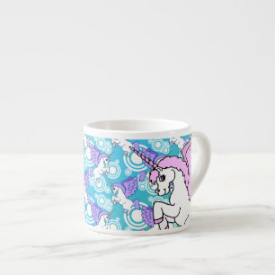 Pink and White Unicorn Graphic Espresso Cup