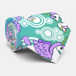 Pink and White Unicorns Tie