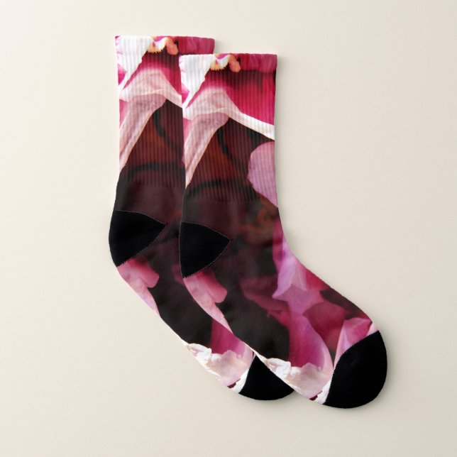 Pink and White Unisex Comfy-Stretch Crew Socks (Pair)