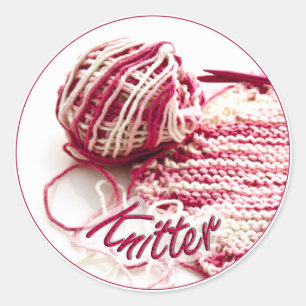 Pink and White Variegated Knitter Sticker