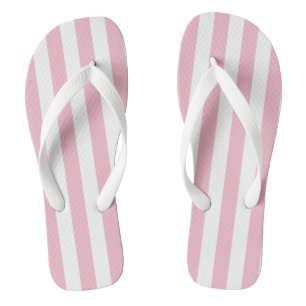 Pink and White vertical stripes Flip Flops