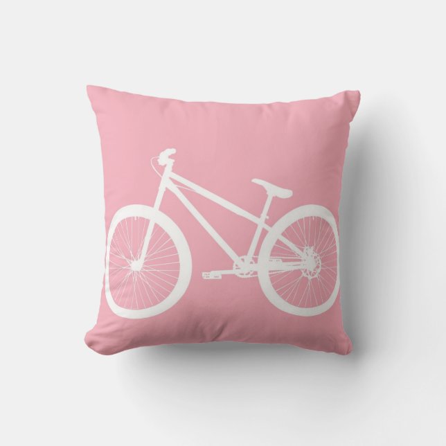 Pink and White Vintage Bicycle Pillow (Front)