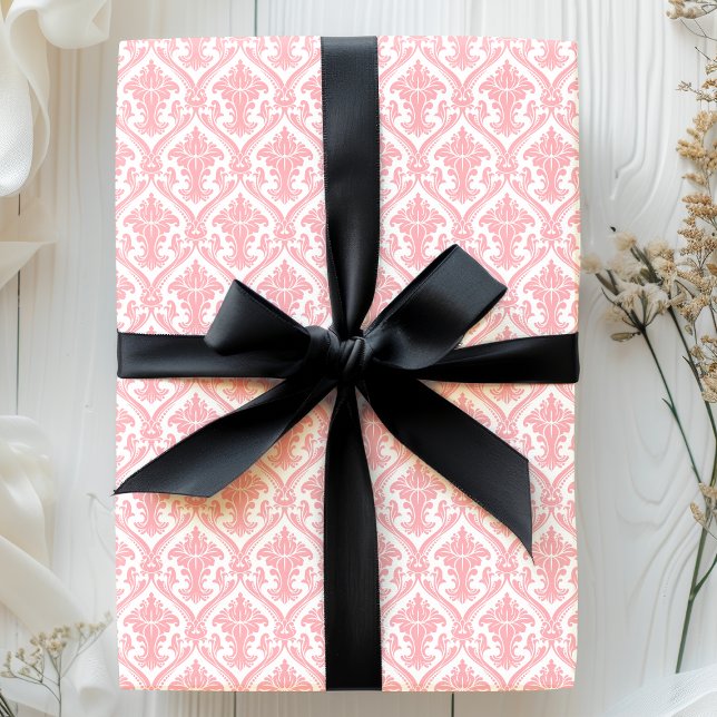 Pink and White Vintage Damask Pattern Wrapping Paper (Creator Uploaded)