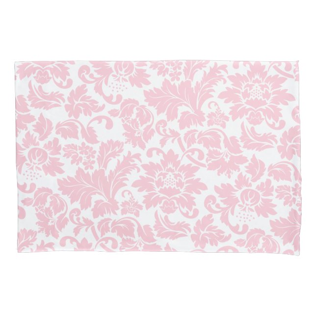 Pink And White Vintage Floral Damasks Pillowcase (Front)