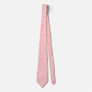 Pink and white vintage paisley pattern tie