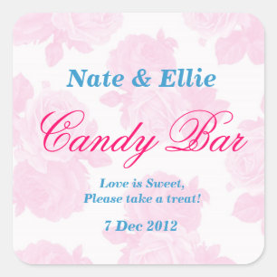 Pink and White Vintage rose Candy Bar Sticker