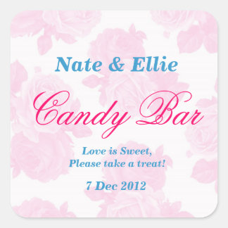 Pink and White Vintage rose Candy Bar Sticker
