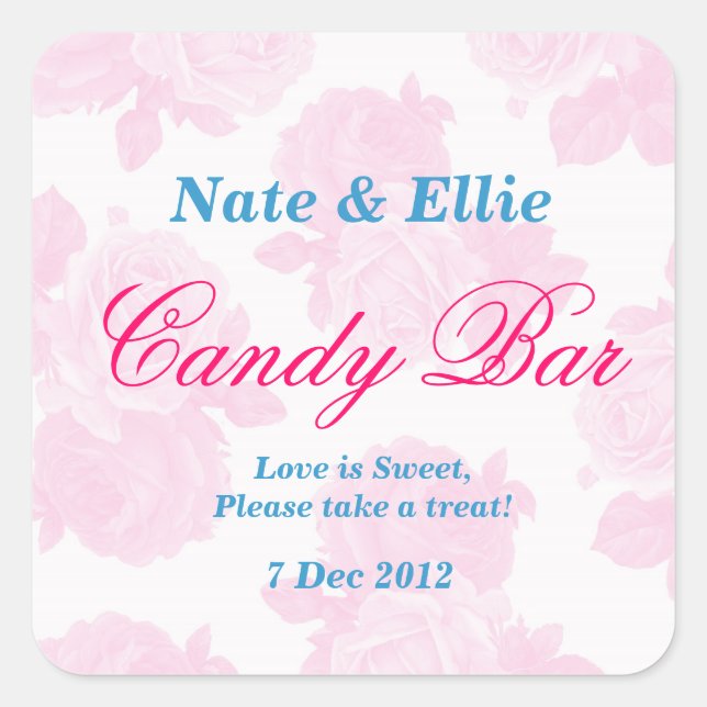 Pink and White Vintage rose Candy Bar Sticker (Front)