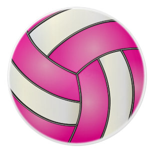 Pink and White Volleyball Ceramic Knob