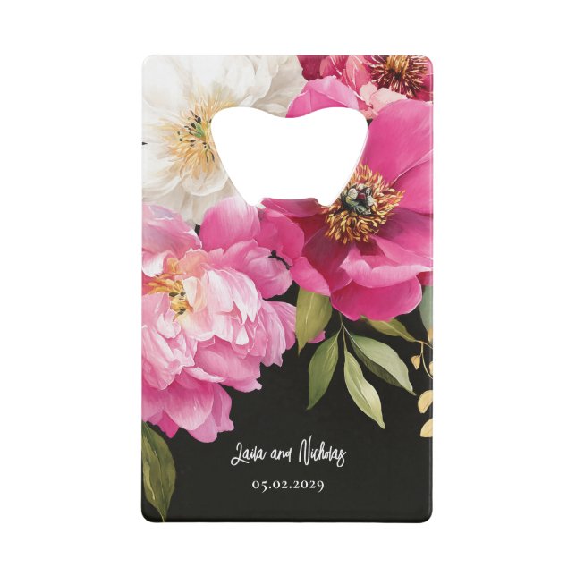 Pink and White Watercolor Peony Floral Wedding (Front)