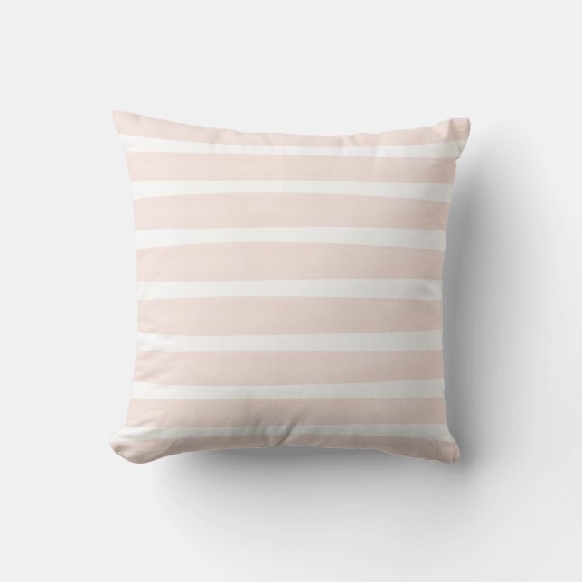 Pink and White Watercolor Stripes Polyester Cushion (Front)