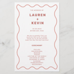 Pink and White Wavy Border Ceremony Program