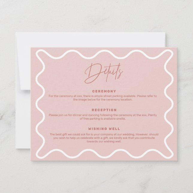 Pink and White Wavy Border Details Enclosure Card (Front)
