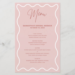 Pink and White Wavy Border menu card with name