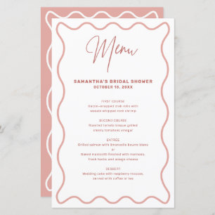 Pink and White Wavy Border menu card with name